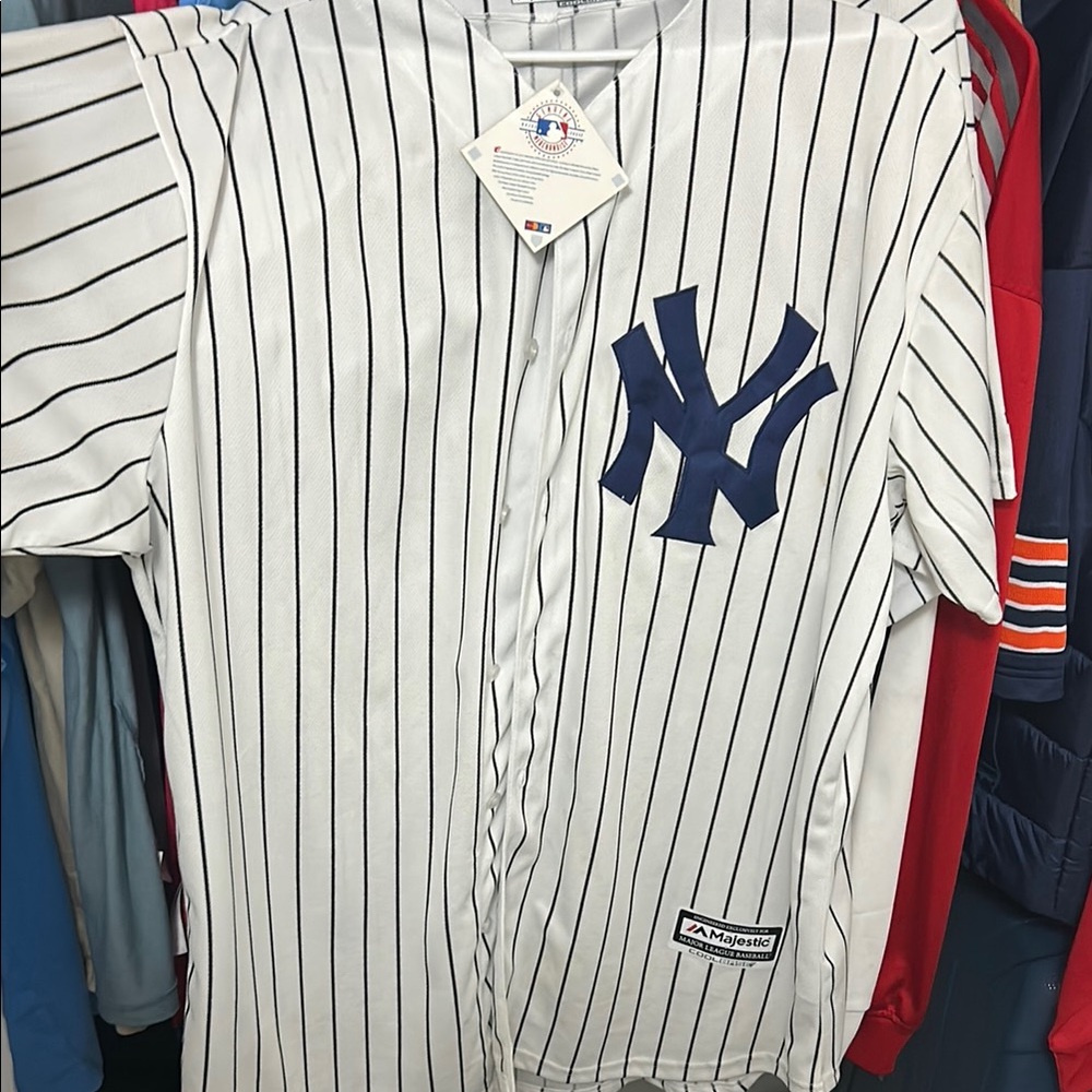 New York Yankees #24 Martinez Majestic Navy and White Pinstripe Jersey with tags